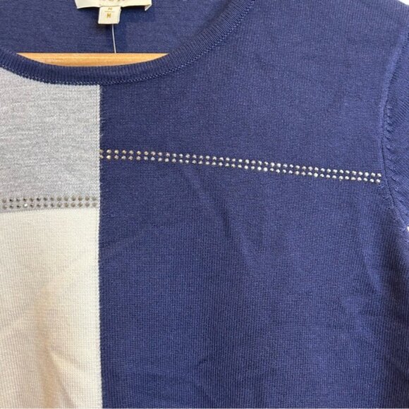 Laura Stone-embellished color block sweater Blue - Picture 6 of 10